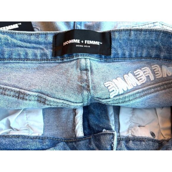 NWT Homme+FEMME Nouveau Paradise Cotton Denim Shorts Embroidered Floral $138 30 - Picture 7 of 7